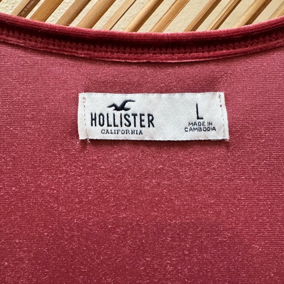 Hollister Burgundy Velvet Ruched Fitted Bodysuit - Picture 2 of 3